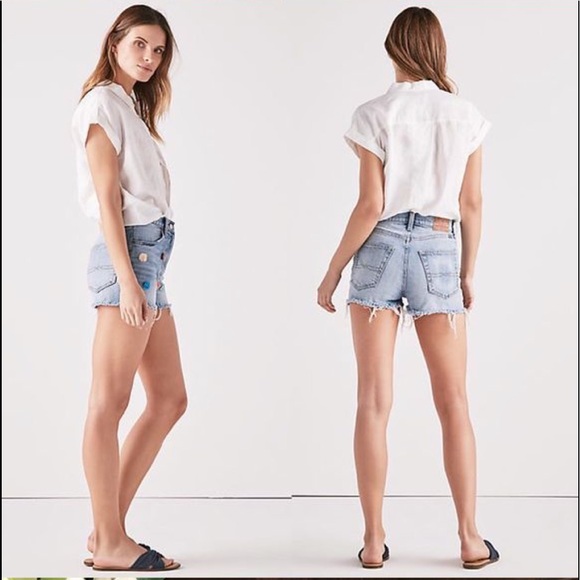 Lucky Brand Jean Shorts Pom Pom Trim 2 / 26 - Picture 3 of 13